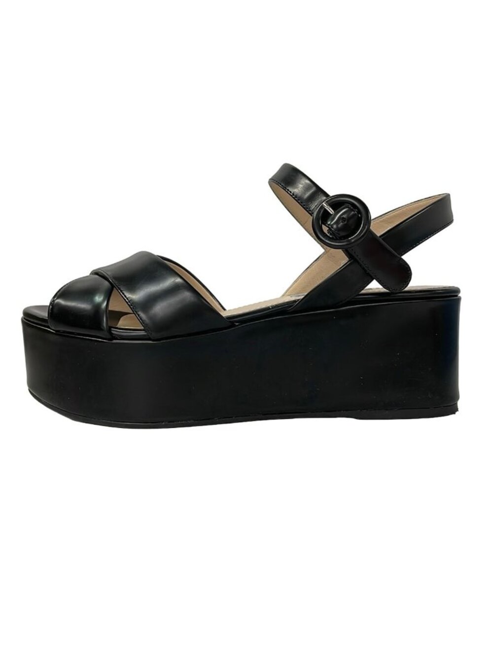 Prada Sandals Black Platform Leather